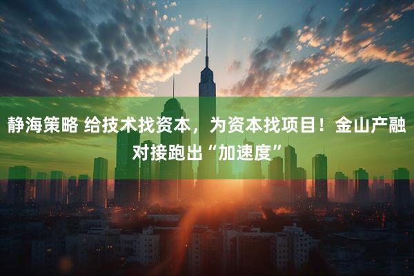 静海策略 给技术找资本，为资本找项目！金山产融对接跑出“加速度”