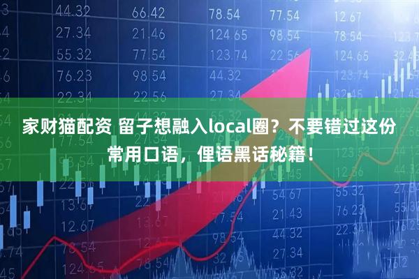 家财猫配资 留子想融入local圈？不要错过这份常用口语，俚语黑话秘籍！