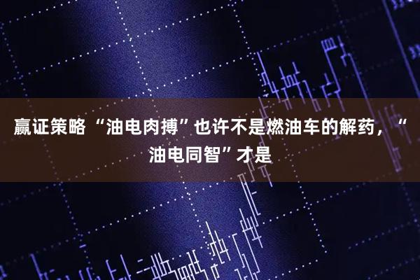 赢证策略 “油电肉搏”也许不是燃油车的解药，“油电同智”才是